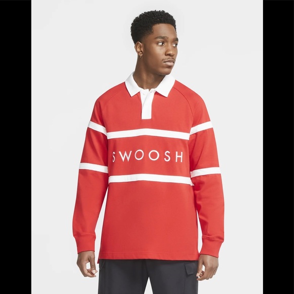 nike men's sportswear swoosh rugby long sleeve shirt